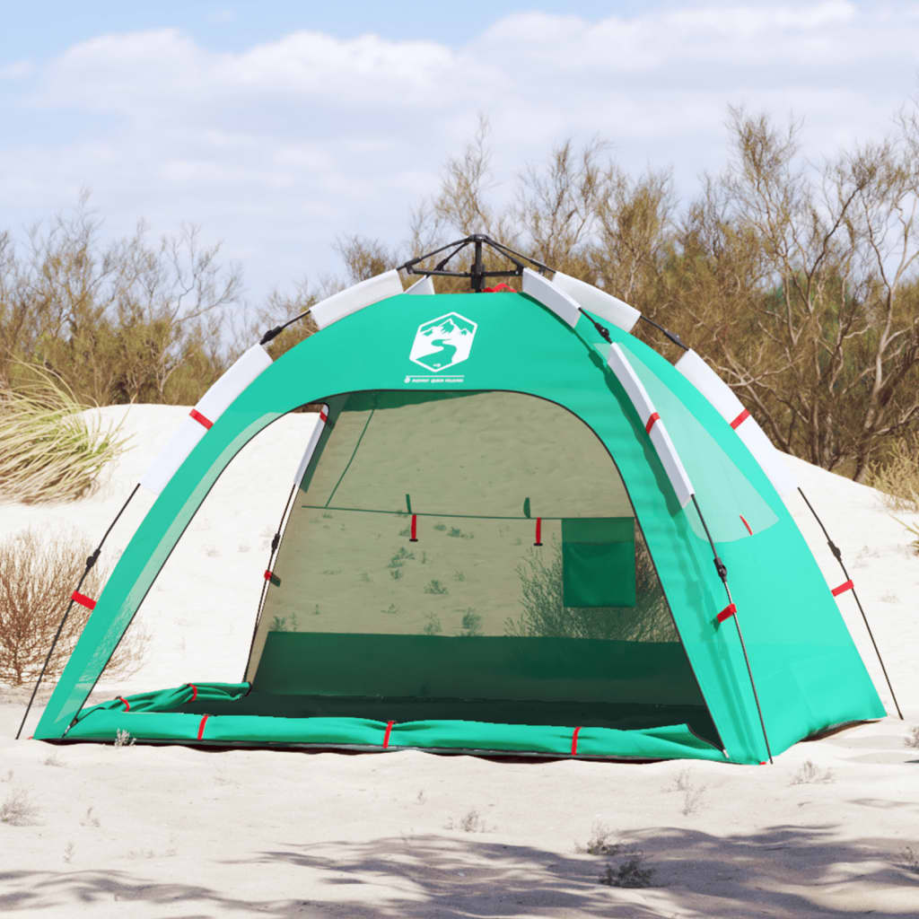 Tienda de playa 2 personas impermeable apertura rápida verde