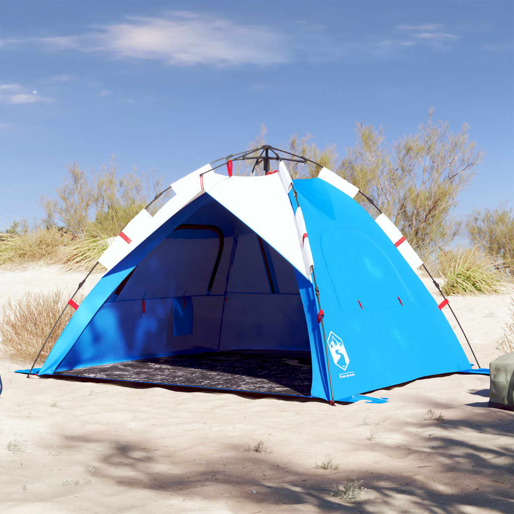 Tienda de playa 3 personas impermeable apertura rápida azul