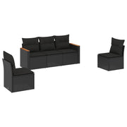 Set de muebles de jardín 5 pzas y cojines ratán sintético negro v9412 Vetonek