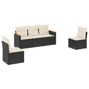 Set de muebles de jardín 5 pzas y cojines ratán sintético negro - Vetonek