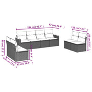 Set de sofás de jardín 8 piezas y cojines ratán sintético negro v9849 Vetonek