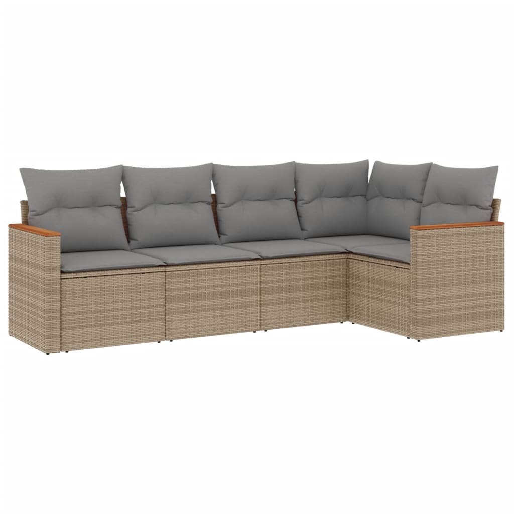 Sofas de jardin Game 5 Pzas Ratán Synthétique beige