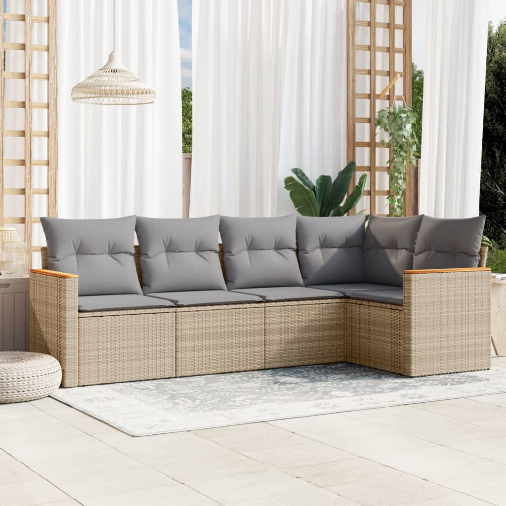 Sofas de jardin Game 5 Pzas Ratán Synthétique beige