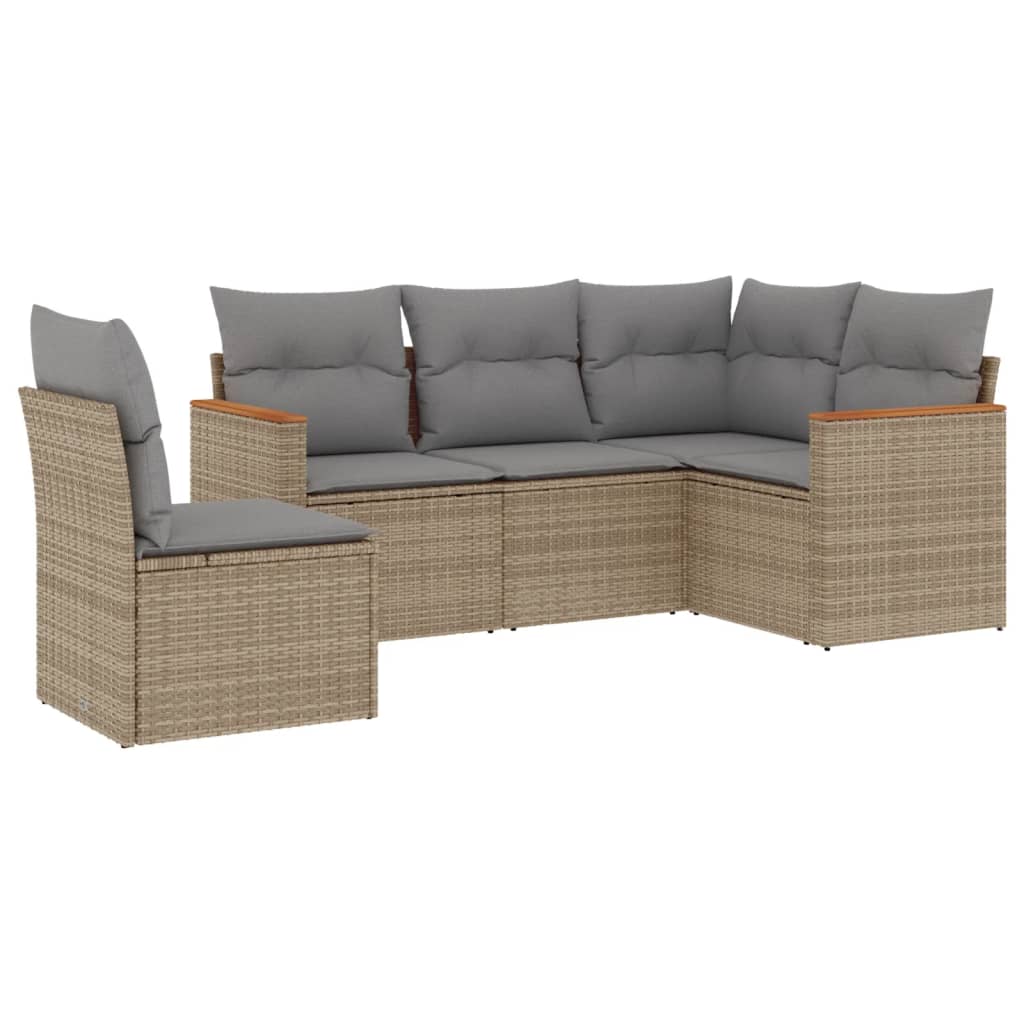 Sofas de jardin Game 5 Pzas Ratán Synthétique beige