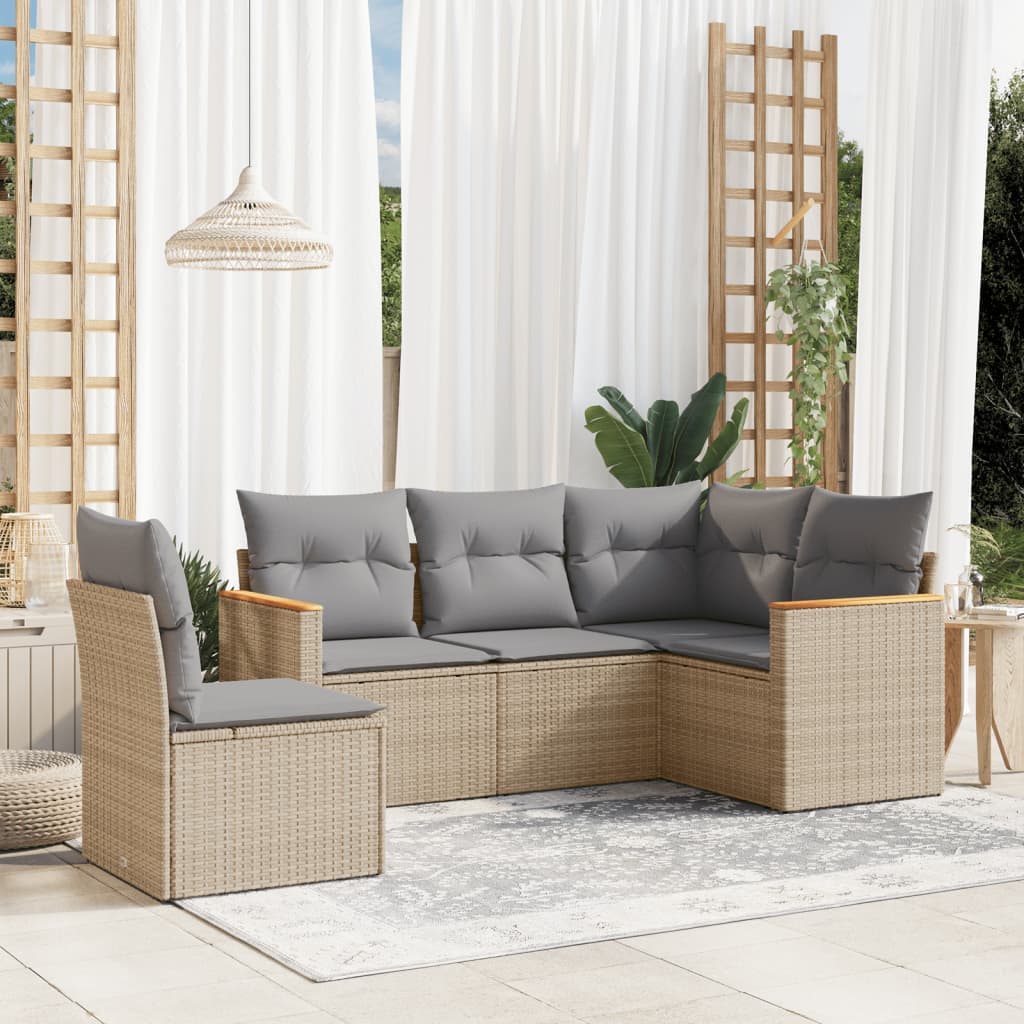 Sofas de jardin Game 5 Pzas Ratán Synthétique beige