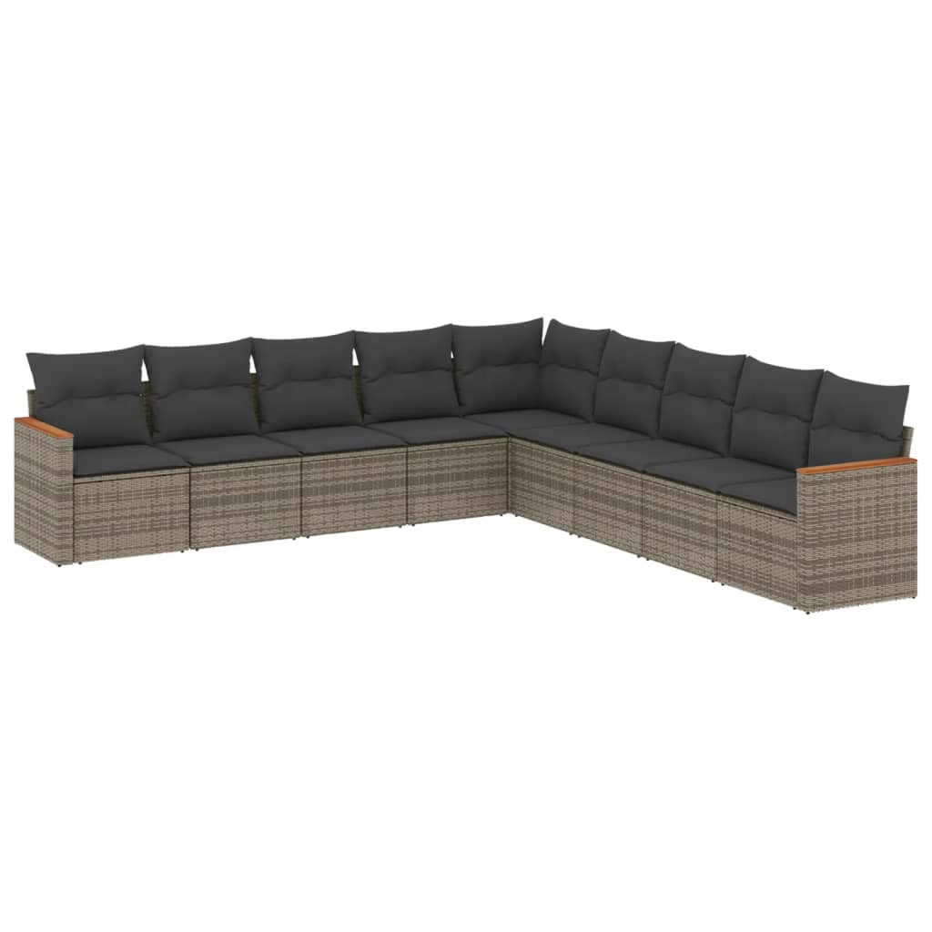 Garden furniture set and gray synthetic rattan cushions