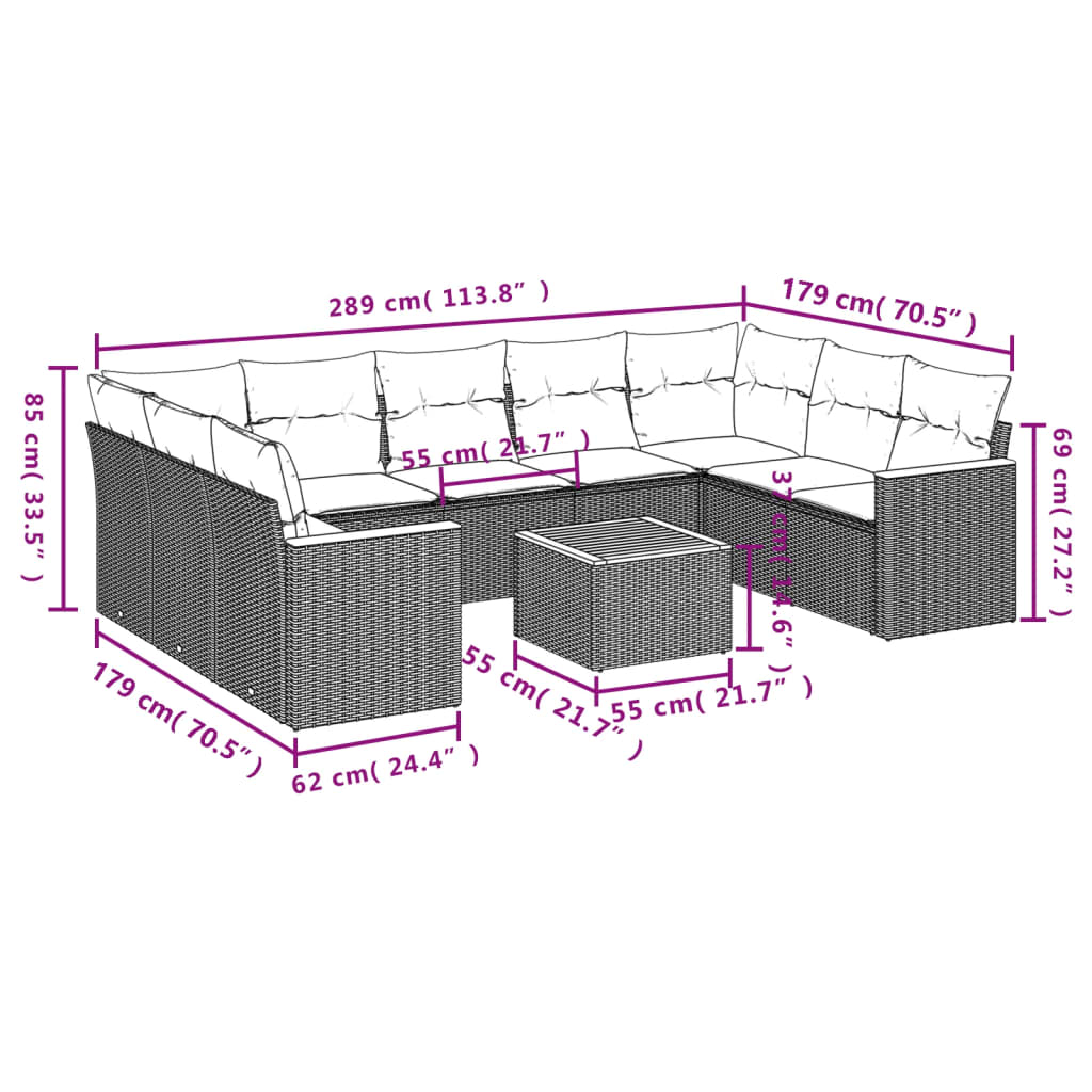 Garden sofas set with a gray synthetic rattan cushions