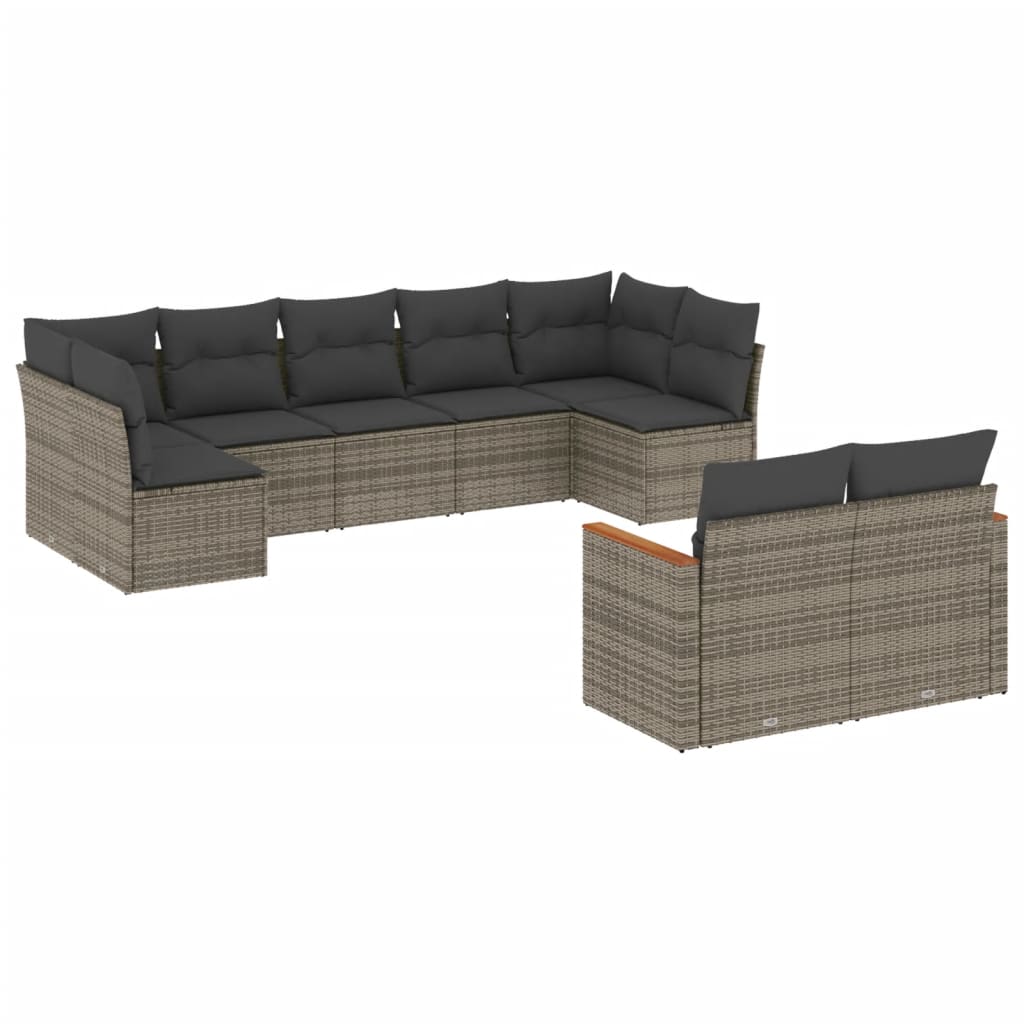 Garden furniture set and gray synthetic rattan cushions