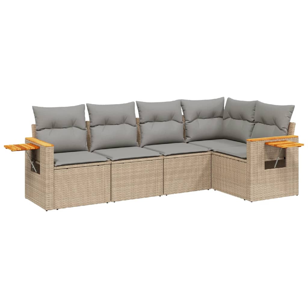 Sofas de jardin Game 5 Pzas Ratán Synthétique beige