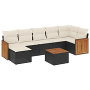 Set de sofás de jardín 8 piezas y cojines ratán sintético negro v9724 Vetonek
