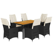 Set de comedor de jardín 7 pzas y cojines ratán sintético negro V4094 Vetonek