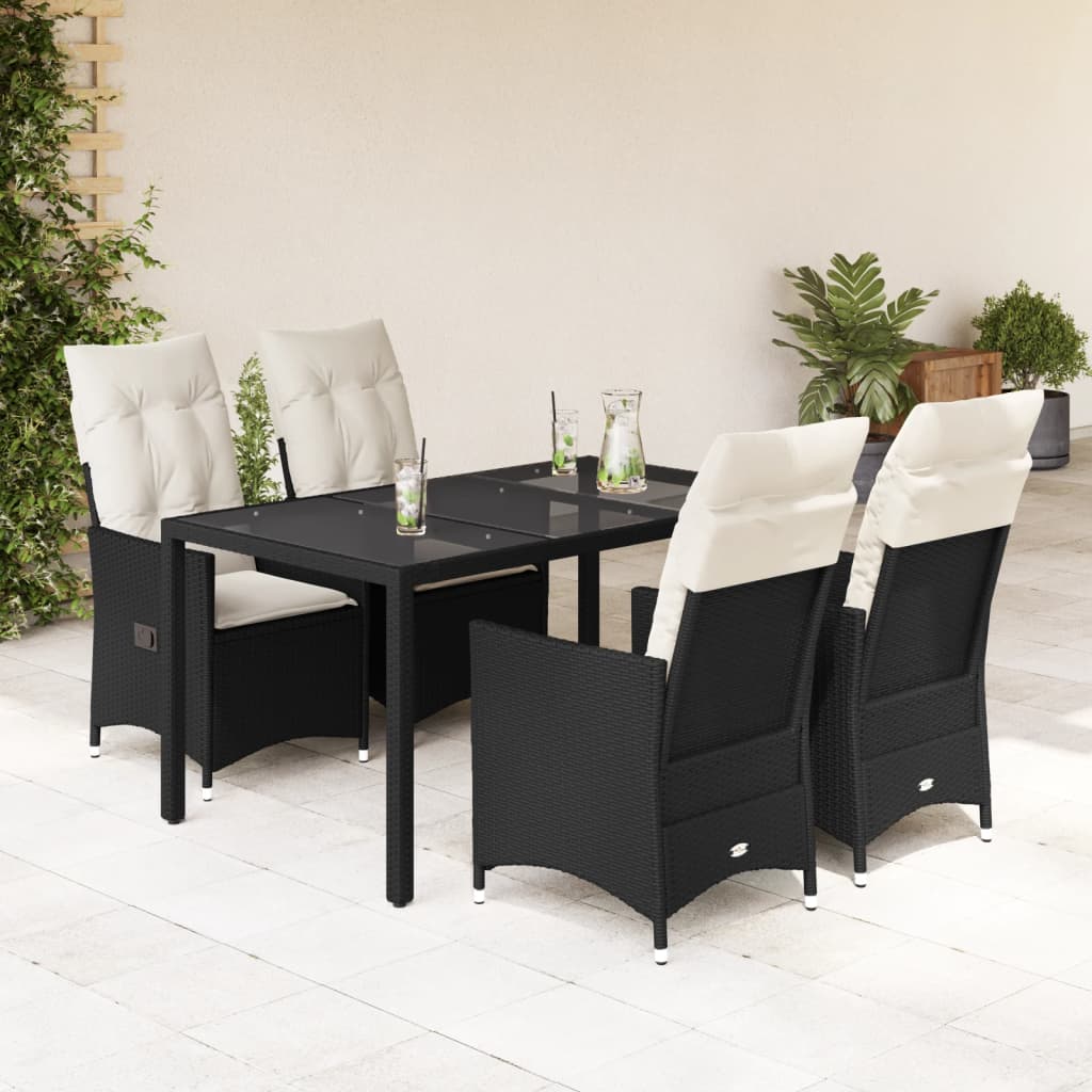 Vetonek Set de muebles jardín 5 pzas con cojines ratán sintético negro