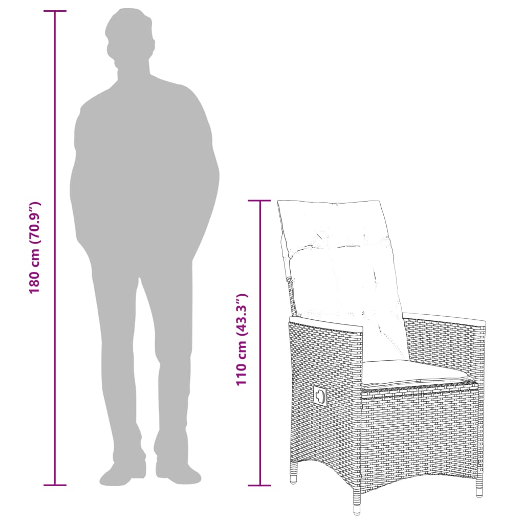 Set de comedor de jardín 7 pzas y cojines ratán sintético negro V5619 Vetonek