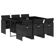 Set de comedor de jardín 7 pzas y cojines ratán sintético negro V4178 Vetonek