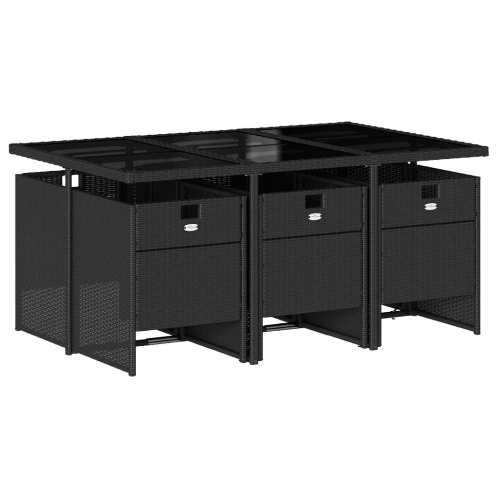 Set de comedor de jardín 7 pzas y cojines ratán sintético negro V4178 Vetonek