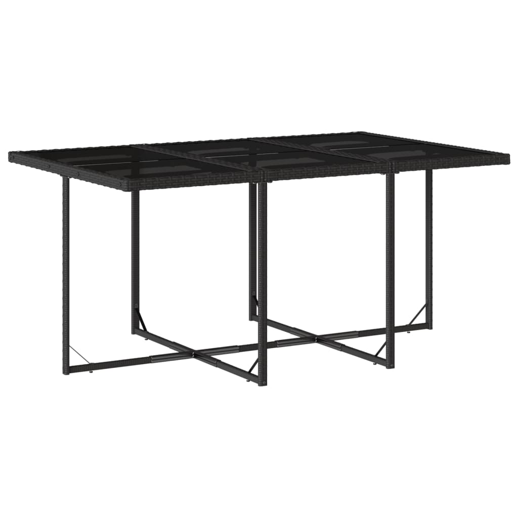 Set de comedor de jardín 7 pzas y cojines ratán sintético negro V4178 Vetonek