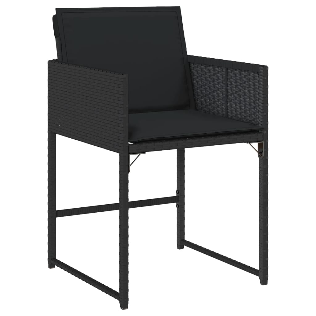 Set de comedor jardín 11 pzas con cojines ratán sintético negro