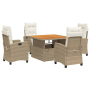 Set comedor de jardín 5 pzas con cojines ratán sintético beige V0459 Vetonek