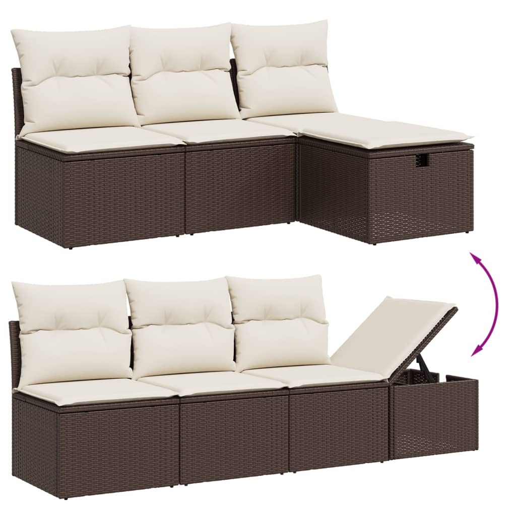 Garden Sofas Set 7 Pieces with Brown Ratán Pe Cushions