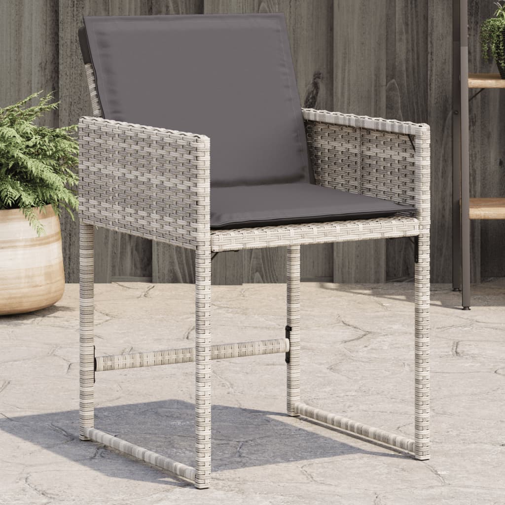 Vetonek Sillones de jardín con cojines 4 uds ratán sintético gris claro