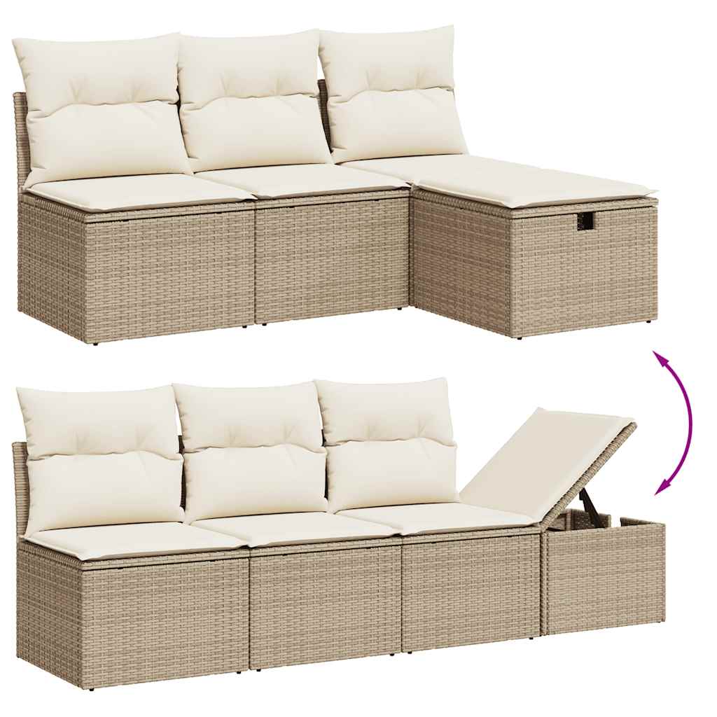 Garden sofas game with beige cushions 8 pcs ratán pe