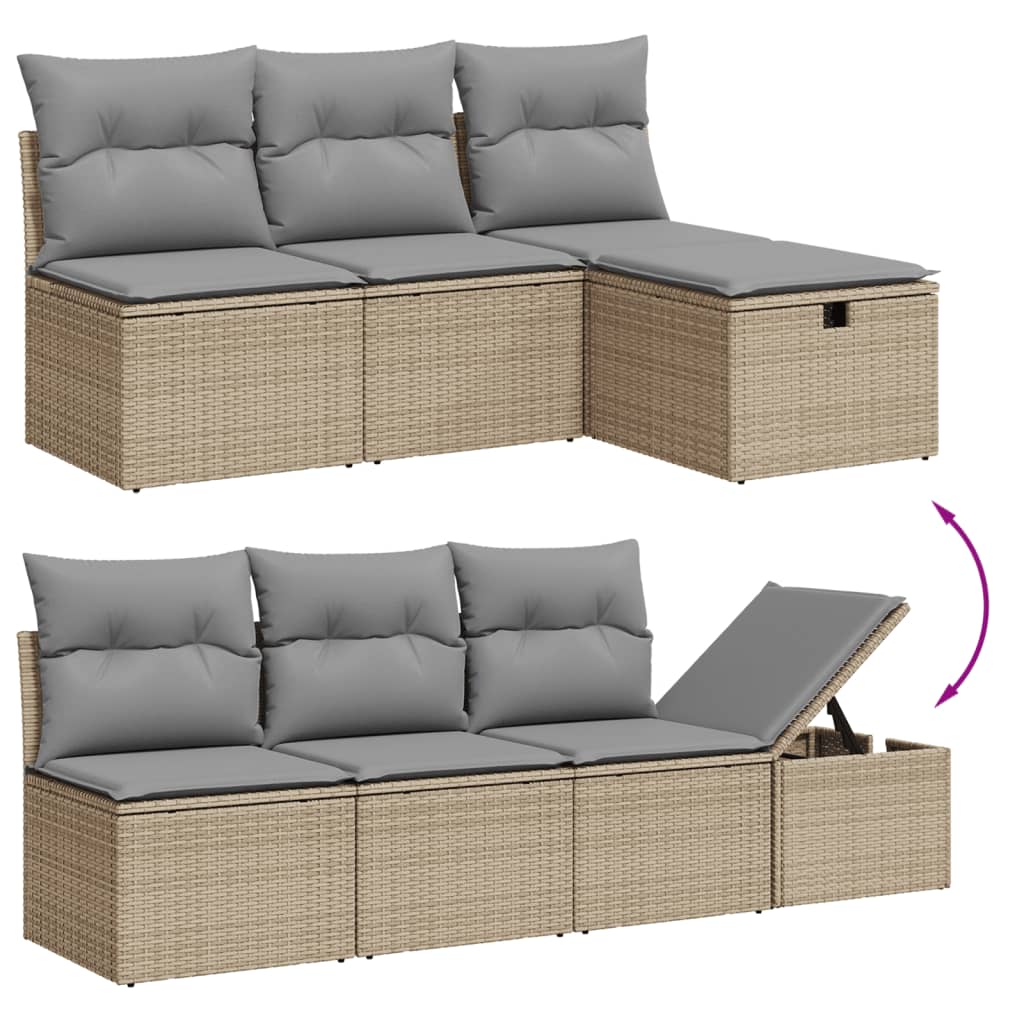 Gartensofas Set 9 PCs mit beige synthetischen Kissen