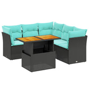 Set de muebles de jardín 5 pzas y cojines ratán sintético negro V6173 Vetonek