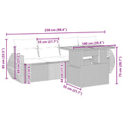 Juego de sofás jardín con cojines 5 pzas ratán sintético beige V8640 Vetonek