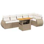 Ensemble canapé de jardin 7 pièces et coussins en rotin synthétique beige V9975 Vetonek
