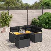 Set de muebles de jardín 5 pzas y cojines ratán sintético negro V8489 Vetonek