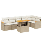 Ensemble canapé de jardin 7 pièces et coussins en rotin synthétique beige V8793 Vetonek