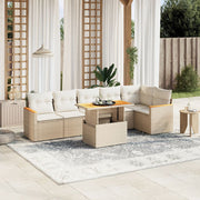 Ensemble canapé de jardin 7 pièces et coussins en rotin synthétique beige V8793 Vetonek
