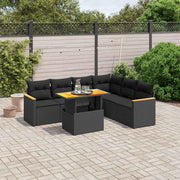 Set de comedor de jardín 7 pzas y cojines ratán sintético negro V8830 Vetonek