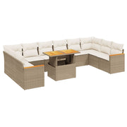 Set de sofás de jardín 11pzas con cojines ratán sintético beige V0406 Vetonek