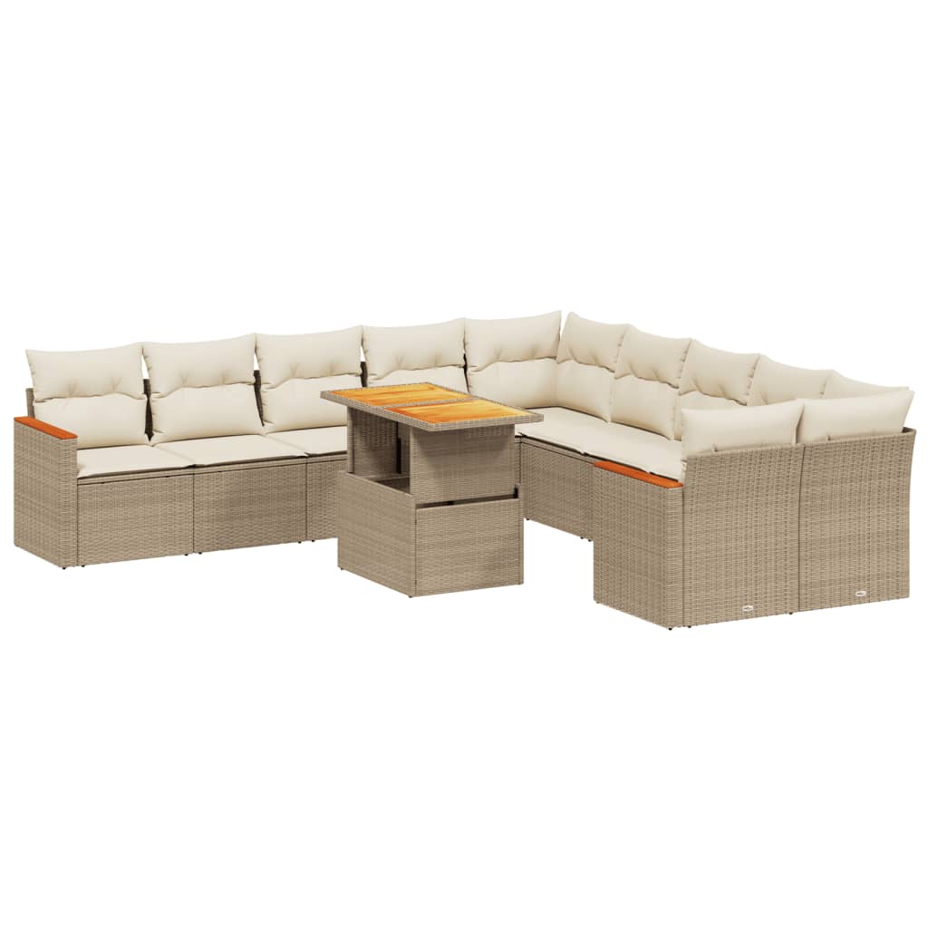 Ensemble canapé de jardin 11 pièces avec coussins en rotin synthétique beige V0543 Vetonek