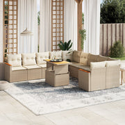 Ensemble canapé de jardin 11 pièces avec coussins en rotin synthétique beige V0543 Vetonek