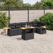 Set de comedor de jardín 7 pzas y cojines ratán sintético negro V3179 Vetonek