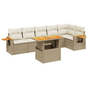 Ensemble canapé de jardin 7 pièces et coussins en rotin synthétique beige V3209 Vetonek