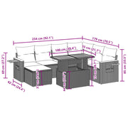Set de sofás de jardín 8 piezas y cojines ratán sintético negro V4220 Vetonek