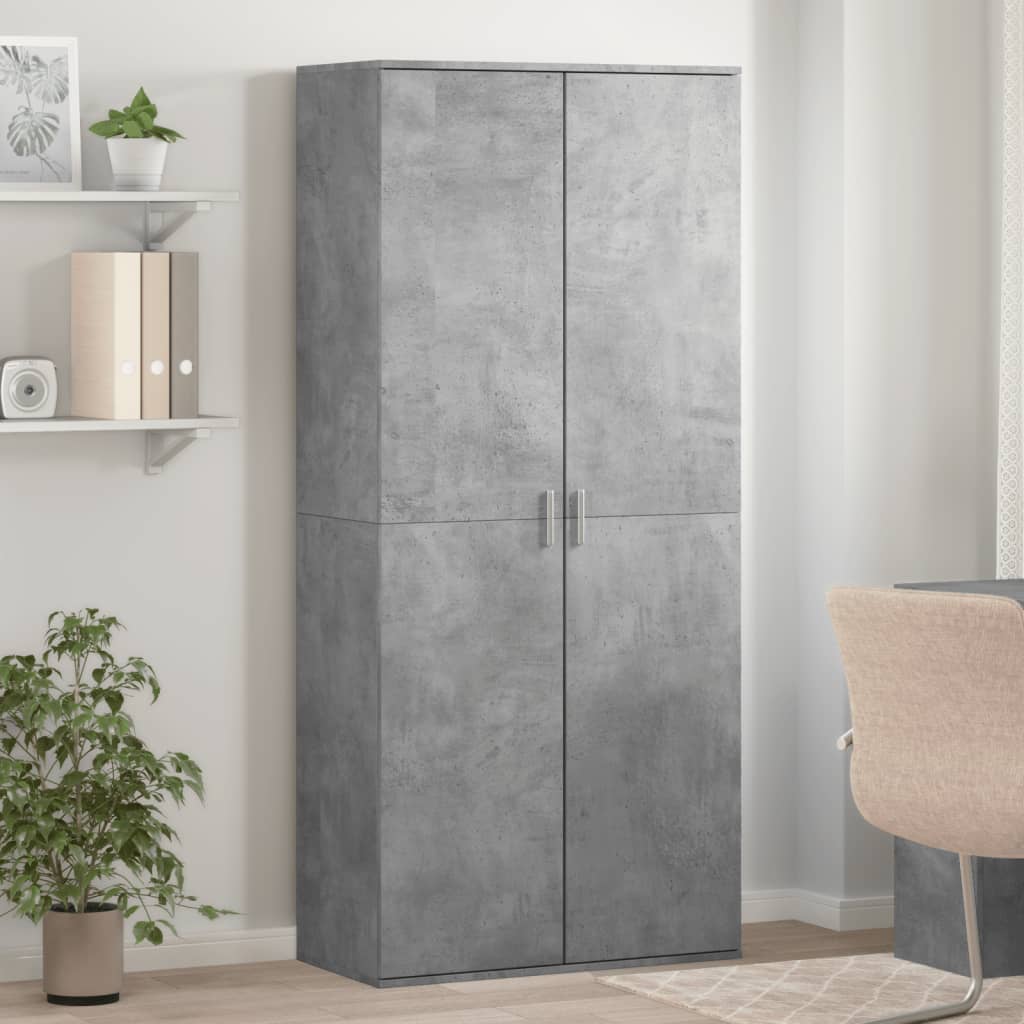 Vetonek Mueble zapatero contrachapada gris hormigón 80x39x178 cm