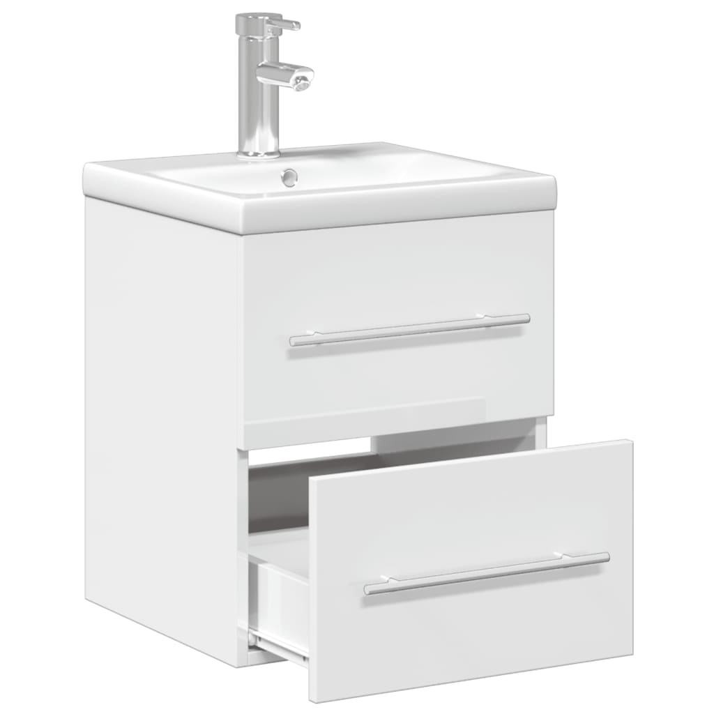 Mueble de baño con lavabo integrado blanco brillo V5677 Vetonek