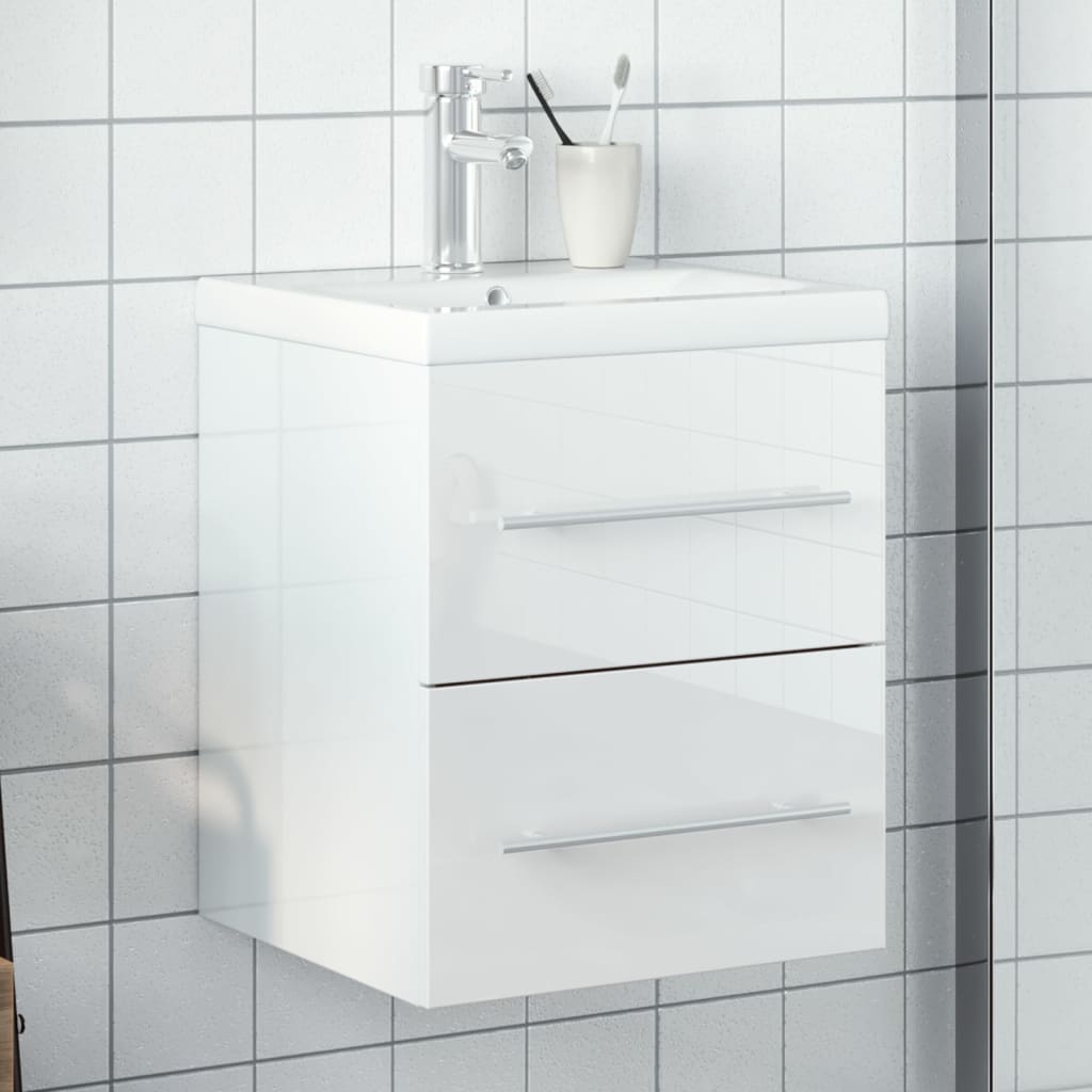 Mueble de baño con lavabo integrado blanco brillo V5677 Vetonek