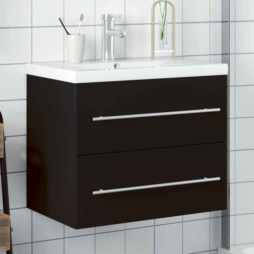 Vetonek Mueble de baño con lavabo integrado negro