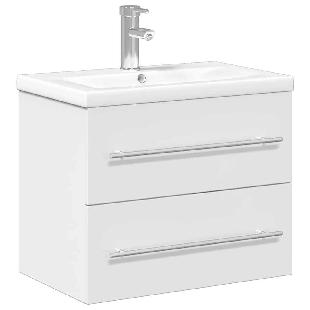 Vetonek Mueble de baño con lavabo integrado blanco brillo