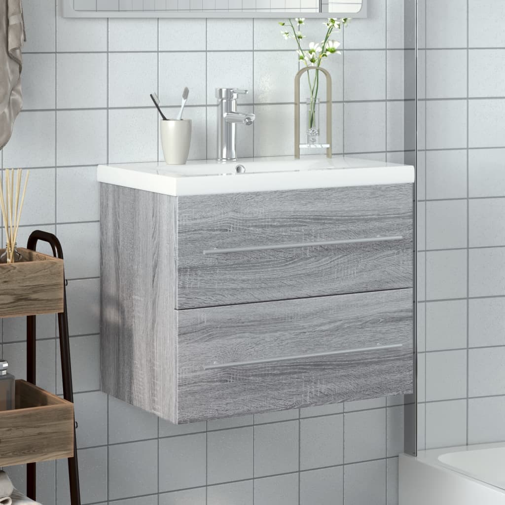 Mueble de baño con lavabo integrado gris Sonoma