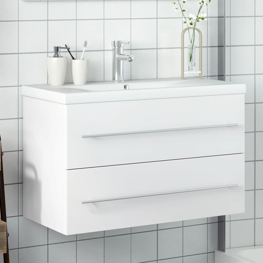 Vetonek Mueble de baño con lavabo integrado blanco