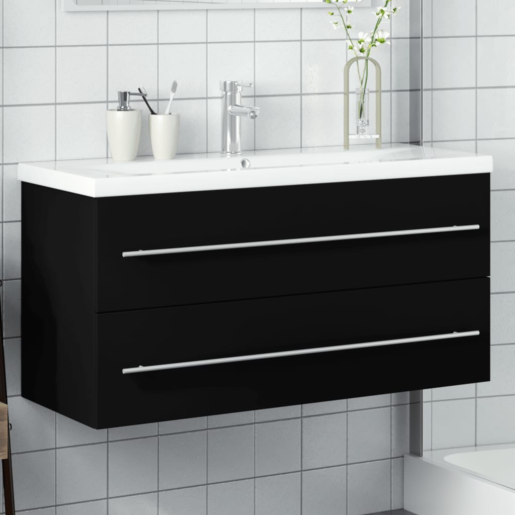 Vetonek Mueble de baño con lavabo integrado negro