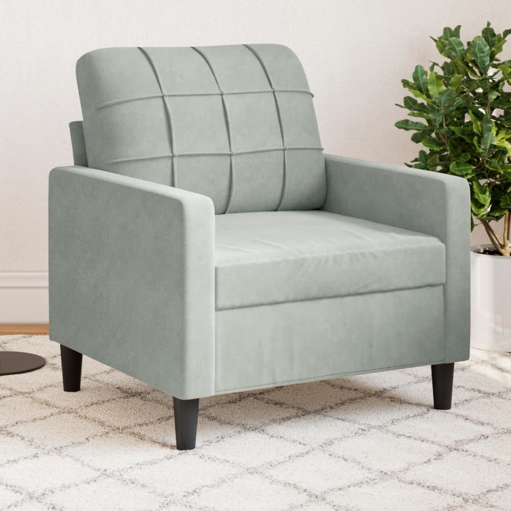 Vetonek Sillón de terciopelo gris claro 60 cm