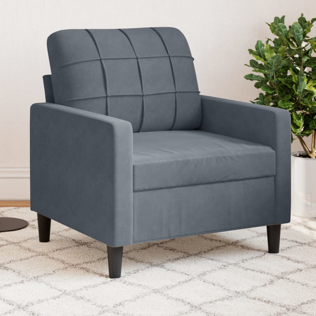 Vetonek Sillón de terciopelo gris oscuro 60 cm