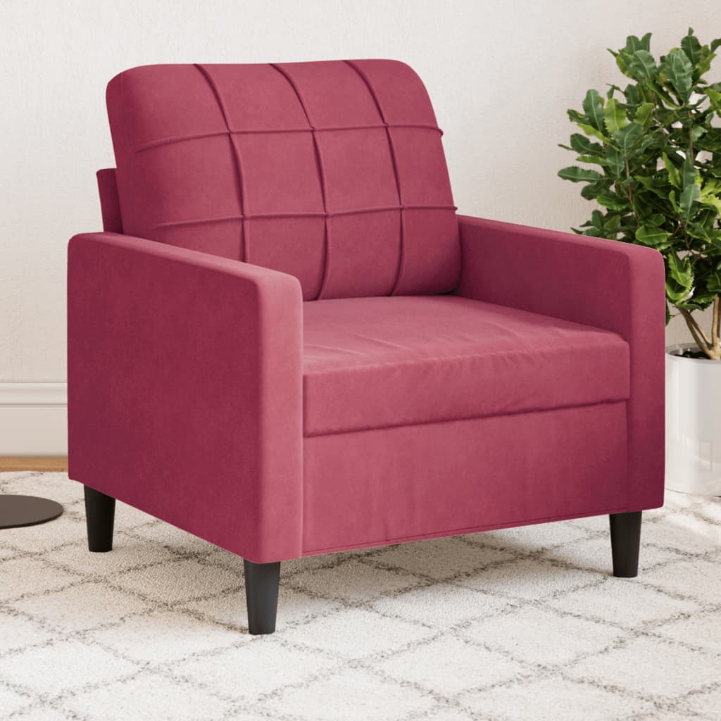 Vetonek Sillón de terciopelo rojo tinto 60 cm